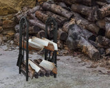 Juvale Firewood Rack with 4 Fireplace Tools and Indoor Log Holder