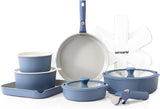 SENSARTE 17-Piece Nonstick Ceramic Cookware Set with Removable Handles, Induction Compatible Pots and Pans, Dishwasher and Oven Safe, Gray