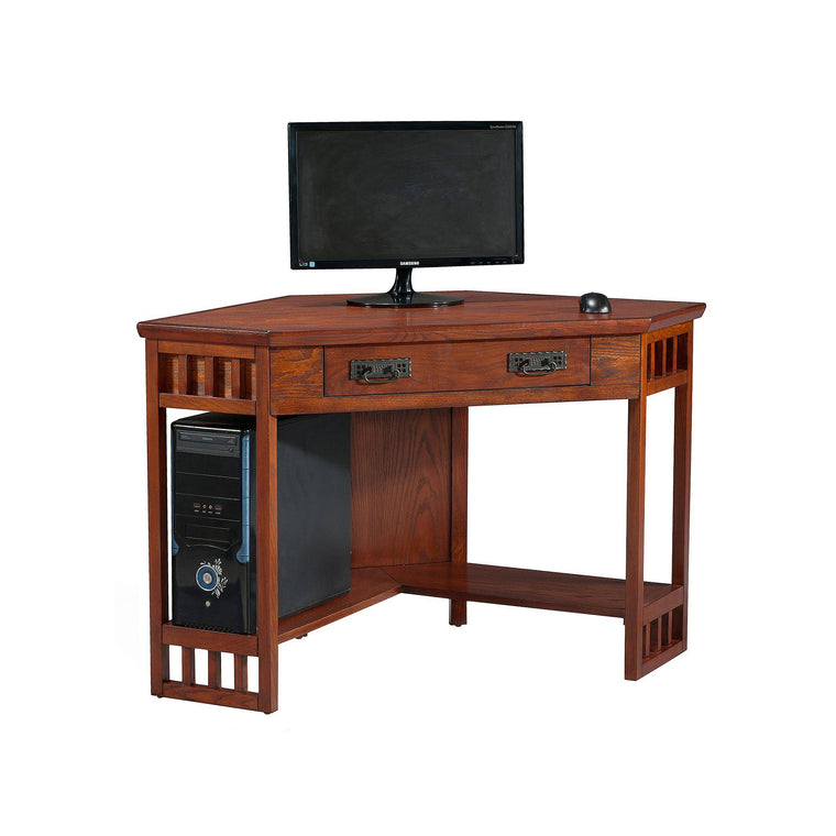 Leick Furniture Mission Corner Desk for Computing and Writing, Oak