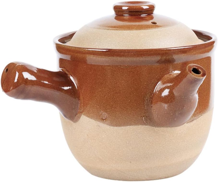 Traditional Chinese Medicine Clay Casserole Pot with Retro Pottery Design, Stew and Ramen Cooking Vessel, Pitcher Teapot Gift, 001, 25x19cm (1 22×17.5cm)