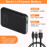 5V 5000mAh Li-Polymer Rechargeable Spare Battery for Heated Gloves, Scarves, Socks, and Slippers, Black