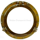 Nagina International Antique-Finish Aluminum Ship Porthole Decor with Glass Port Window, 17-Inch, Pack of 2