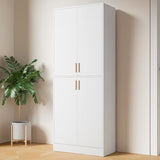 Cozy Castle 71′′ Tall Pantry Cabinet with Four Doors and Adjustable Shelves, Freestanding Wood Storage Cupboard for Kitchen, Dining Room, Living Room or Bathroom, Gray