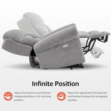 MCombo 7888 Triple-Motor Power Lift Recliner for Seniors, Fabric Chair with Massage, Lumbar and Seat Heating, Adjustable Headrest and Rolled Arms, Coffee, Medium