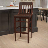 Flash Furniture HERCULES Series School House Barstool with Walnut Wood Back for Restaurants and Bars
