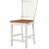 Homestyles Americana Traditional Wood Counter Stool with Antique White Finish and Oak Accents