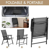 Yaheetech Set of 4 Outdoor Folding Dining Chairs with Armrests, Metal Frame & Backrest for Lawn, Garden, Yard or Poolside, Black