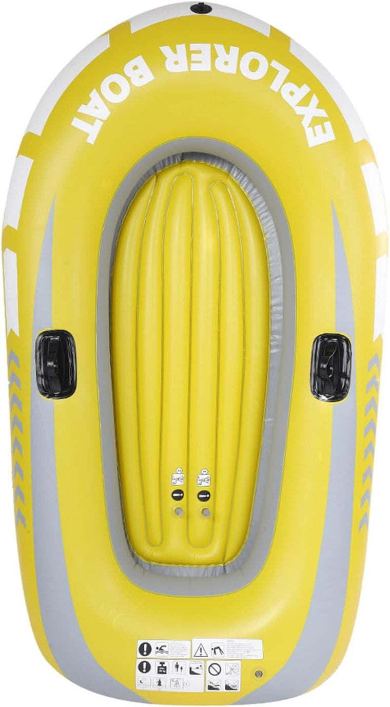 2-Person Yellow Inflatable Kayak Boat, Heavy-Duty PVC Air Canoe with Two Paddle Mounts and Double-Valve Design