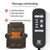 MCombo 7888 Triple-Motor Power Lift Recliner for Seniors, Fabric Chair with Massage, Lumbar and Seat Heating, Adjustable Headrest and Rolled Arms, Coffee, Medium