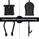 32-Inch Wrought Iron Fireplace Tool Set with Stand, Fire Poker, Shovel, Brush, and Tongs, 5-Piece Collection