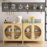 QCAI Sideboard Storage Cabinet with Glass Doors, 31.5×15.7×31.5 Inches, for Dining Room, Living Room, Hallway, or Entryway
