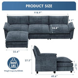 YESHOMY U-Shaped Modular Sectional Sofa in Grey Chenille, Featuring Supportive Soft Sponges, Removable Ottoman, and Sleeper Design