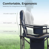 Oversized Heavy-Duty Folding Camp Chair with 450 LBS Support, Cup Holder and Cooler Bag, Portable Outdoor Seating, Green