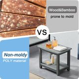 HDPS Waterproof Shower Bench with Adjustable Feet, Non-Slip Poly Lumber Bathroom Seat & Footrest for Shaving Legs, Brown