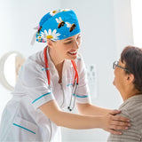Peach Blossom Spring Butterfly Cycling and Surgical Scrub Hat with Button-Compatible Design and Cotton Sweatband