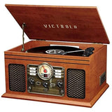 Victrola The Quincy 6-in-1 Bluetooth Record Player & Multimedia Center with 3-Speed Turntable, CD & Cassette Player, AM/FM Radio, Built-In Speakers and Wireless Music Streaming, Natural