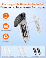 20W Magnetic Charging Station for Meta Quest 3S/3/2, RGB Stand with Rechargeable 2X2100mAh Batteries for VR Headset and Controllers