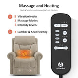 MCombo 7888 Triple-Motor Power Lift Recliner for Seniors, Fabric Chair with Massage, Lumbar and Seat Heating, Adjustable Headrest and Rolled Arms, Coffee, Medium