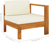 6-Piece Acacia Wood Patio Lounge Set with Cream White Cushions, Outdoor Conversation and Dining Tables with White Side Table