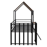 Harper & Bright Designs Twin Low Loft House Bed with Roof, Window, Guardrail and Ladder, Metal Kids Frame for Girls and Boys, White