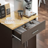 Shintenchi Rolling Kitchen Island Cart with Large Worktop, Cabinet Storage, Drawers, Towel Rack and Wheeled Side-Table Design, White