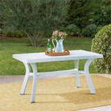 Atlin Designs Resin Patio Dining Table, 55×22 Inches, White Finish