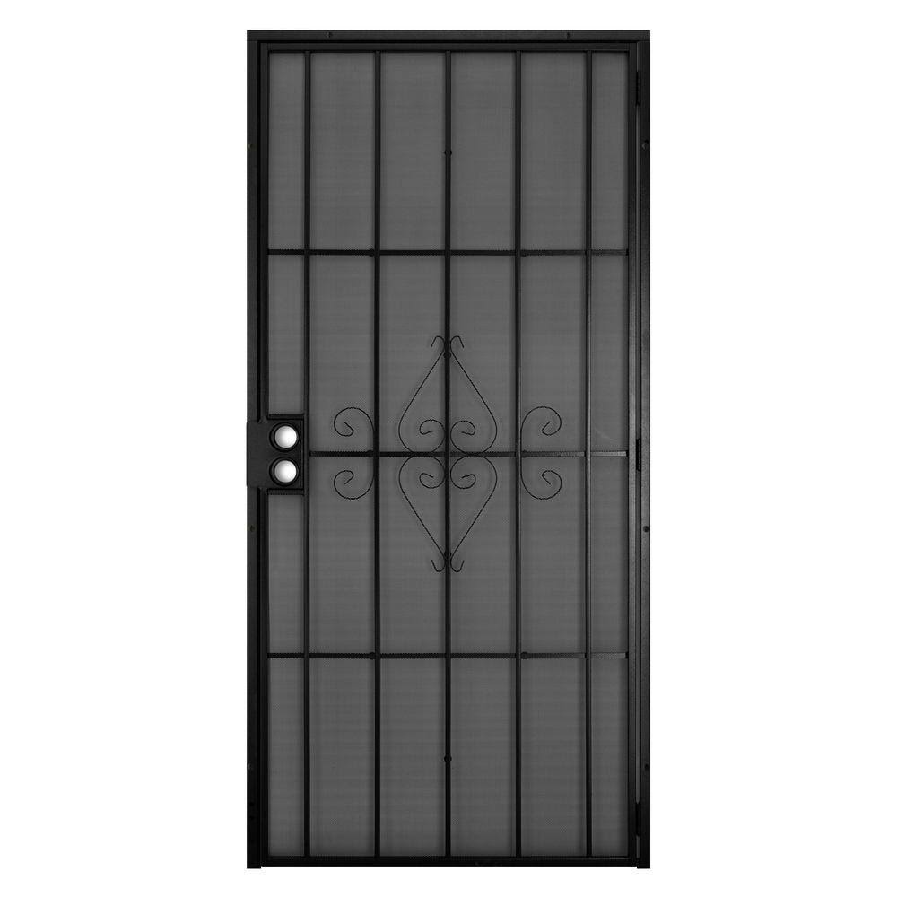 Unique Home Designs SU Casa Steel Security Door, 36 in. x 80 in., with Black Surface-Mount Outswing Frame and Expanded Metal Screen