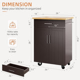 Shintenchi Rolling Kitchen Island Cart with Large Worktop, Cabinet Storage, Drawers, Towel Rack and Wheeled Side-Table Design, White