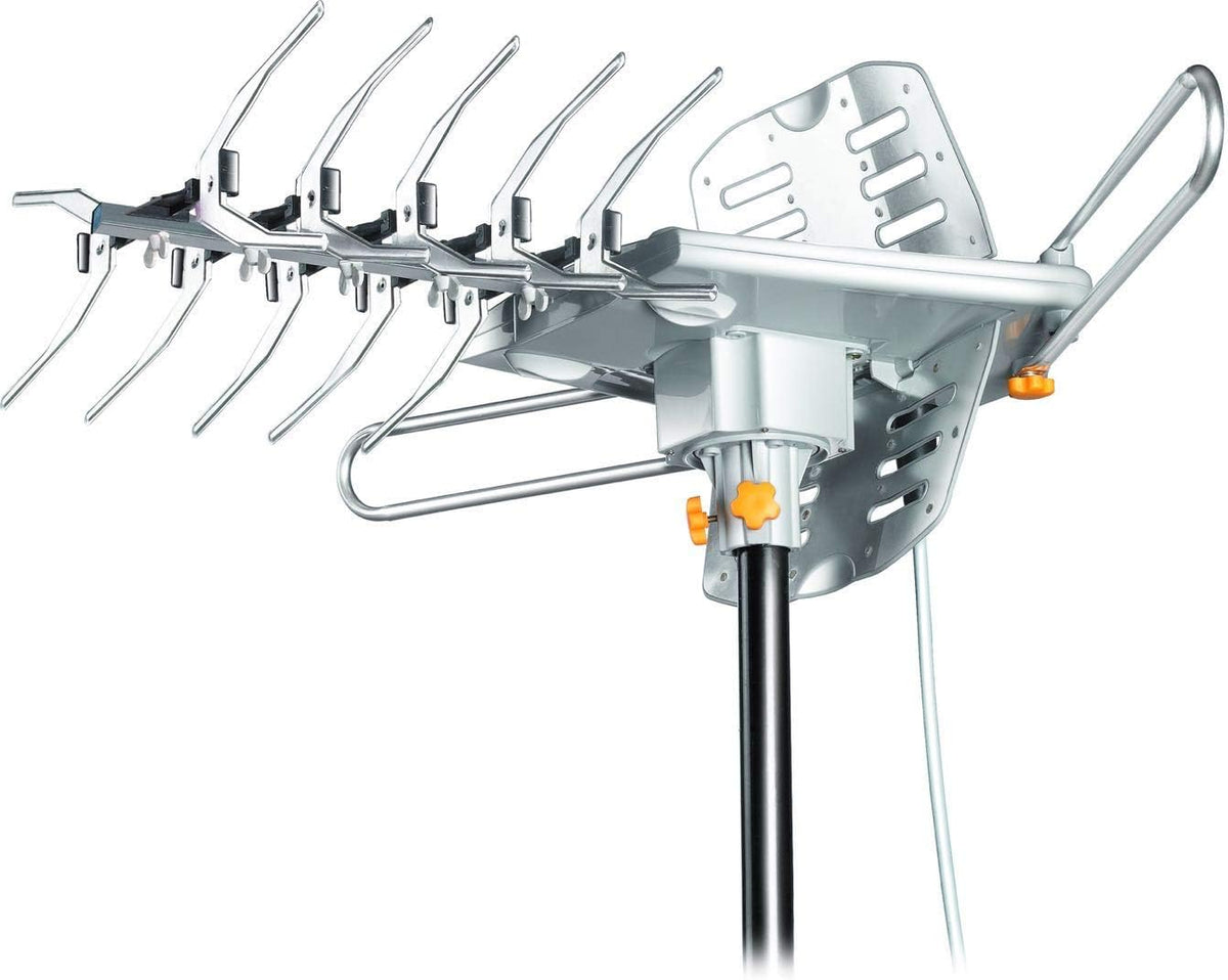 LAVA HD-2605 Outdoor HDTV Antenna with 150-Mile Range, 4K and 1080P Reception, Motorized Rotation, UHF/VHF, Remote Control and Built-In Low-Noise Amplifier