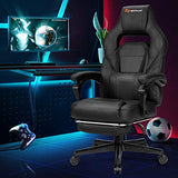 Goplus Reclining Massage Gaming Chair with Footrest, Adjustable Seat Height, Ergonomic High-Back PU Swivel Racing Chair for Computer or Office, White