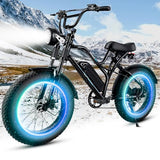 1500W Fat Tire Electric Bike for Adults with 48V 15.6AH Battery, 32 Mph Top Speed and 25-50 Miles Range, 20×4 All-Terrain Motorcycle-Style Ebike for Men and Women