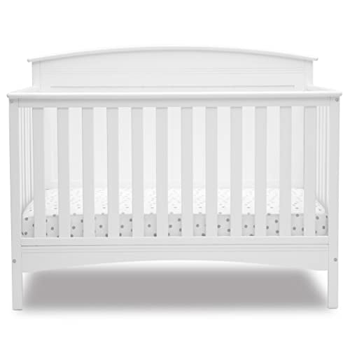 Delta Children Archer 4-in-1 Convertible Baby Crib with Solid Panel Design, GREENGUARD Gold Certified, Bianca White