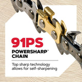 Oregon CS1500 18-Inch Corded Electric Chainsaw with 15 Amp Motor, Integrated PowerSharp Self-Sharpening System, 120V Power, and 2-Year Warranty