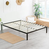 PrimaSleep Full-Size 18-Inch Heavy-Duty Steel Slat Bed Frame in Black with Anti-Slip Support, No-Noise Construction, Easy Assembly, and No Box Spring Required