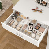 Makeup Vanity Desk with Mirror, 10 Lights, 5 Drawers and 3 Storage Shelves, Dressing Table with 3 Color Modes and Adjustable Brightness, 35.4-Inch, Black