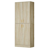 Cozy Castle 71′′ Tall Pantry Cabinet with Four Doors and Adjustable Shelves, Freestanding Wood Storage Cupboard for Kitchen, Dining Room, Living Room or Bathroom, Gray