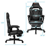 Goplus Reclining Massage Gaming Chair with Footrest, Adjustable Seat Height, Ergonomic High-Back PU Swivel Racing Chair for Computer or Office, White