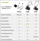 Avantree HT4186 Wireless TV Headphones and Neckband Earbuds with Bluetooth Transmitter, Compatible with Optical Digital Audio, RCA and 3.5mm Aux TVs
