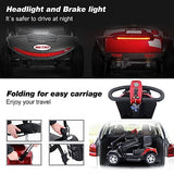Red 4-Wheel Portable Mobility Scooter with Extended-Range Battery, Front and Rear Lights, and Basket
