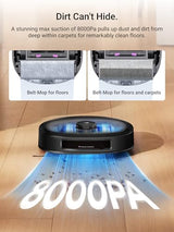 Eureka J15 Pro Ultra Robot Vacuum and Mop with Self-Emptying Base, 16,200 Pa Suction and Flex-Arm Mop, Featuring Hot Water Washing, Hot Air Drying, Anti-Tangle Technology and AI Obstacle Avoidance, Black