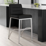 Contemporary Lynx Bar Stool by Zuri Furniture, Counter Height Design with Metal Base, Black
