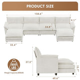 YESHOMY U-Shaped Modular Sectional Sofa in Grey Chenille, Featuring Supportive Soft Sponges, Removable Ottoman, and Sleeper Design