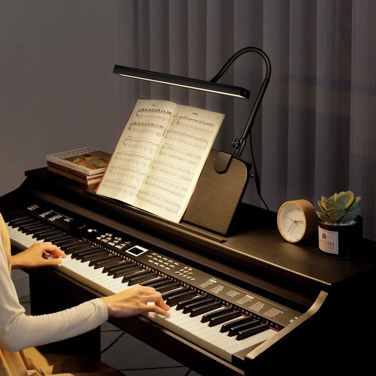 BOLOWEI 22?? LED Piano Lamp with Clamp, 10W Professional Light Featuring 3 Color Modes and Stepless Dimming for Grand Pianos and Music Stands