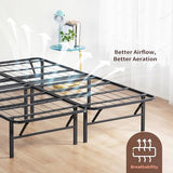 PrimaSleep Full-Size 18-Inch Heavy-Duty Steel Slat Bed Frame in Black with Anti-Slip Support, No-Noise Construction, Easy Assembly, and No Box Spring Required