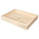 Eden Bath Rectangular Infinity Pool Sink, Honed Beige Travertine