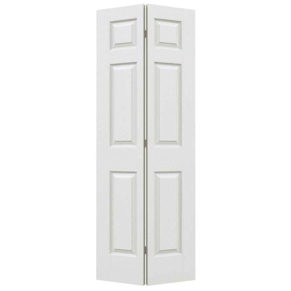 JELD-WEN Colonist 5527 Primed Textured MDF Bi-Fold Closet Door, 18 x 80 in.