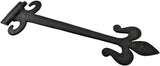 Black Wrought Iron Fleur De Lis Door Strap Hinge Set with Hardware, 18-Inch Antique Style, Rust Resistant Flush Mount, Pack of 2