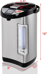 5-Liter Instant Electric Hot Water Boiler and Warmer with LCD Display, 5 Temperature Settings, Safety Lock, and Stainless Steel Dispenser