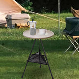 Lightweight Round Folding Picnic Table with Mesh Pocket, Portable Outdoor Tea and Coffee Side Table for Beach, Patio, Fishing, Camping or Garden