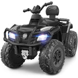 ELEMARA 2-Seater Kids Electric ATV with 10AH Battery, 4mph Max Speed & 2 Charging Ports, 12V Ride-On Quad with LED Headlights, Music & Radio, Green